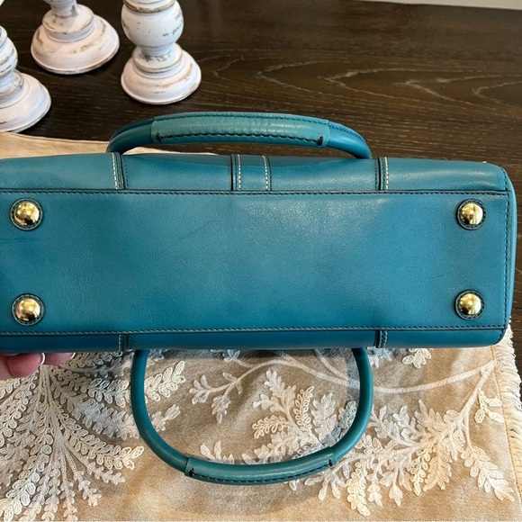 Coach Hampton Carry All Leather Handbag in Teal - Picture 9 of 10